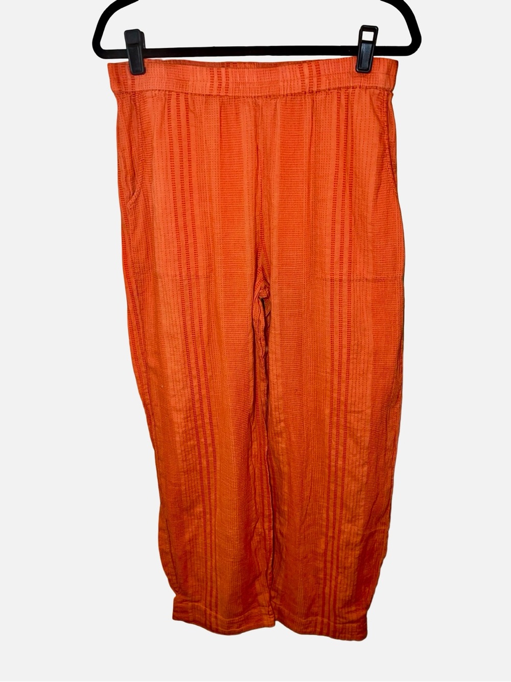 Gudrun Sjödén Organic Cotton Pants | Apricot Stripe Trousers - Women’s Large